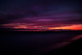 海,日落,海灘日落