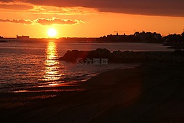 日落,太陽,克里特島