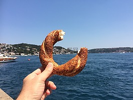 享受伊斯坦布爾海峽輪,天空,海洋
