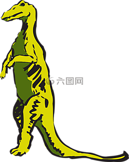 恐龍,黃色,站在