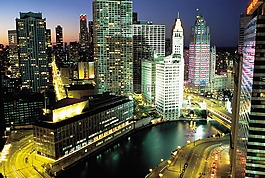 芝加哥,市中心,夜