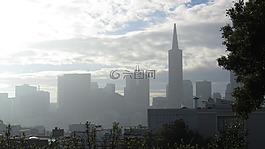 舊金山,霧,城市天際線