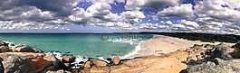 全景,海灘,水