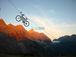 山地自行车,alpenglühen,日出