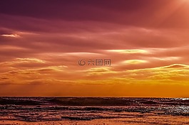 日落,黄昏,海