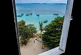 海灘,窗口,島