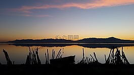 鏡像,海,影子