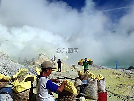 礦工,伊真火山,印度尼西亞