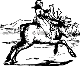 女孩,雪,馴鹿