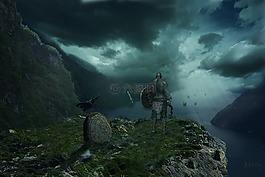 幻想,水,灰色
