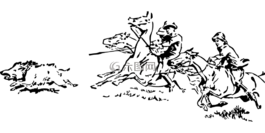 骑,亨特,野猪