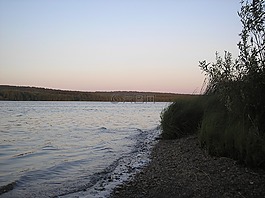 河,海灘,晚上