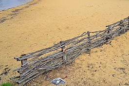 砂,柵欄,湖