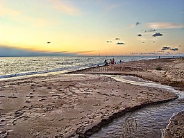 海,晚上,海灘