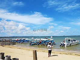 沙灘,快艇,巴厘島