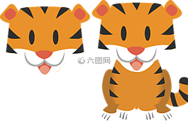 扁平,老虎,黃色
