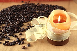 蜡烛,咖啡的香味,咖啡