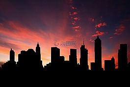 天際線,全景,城市