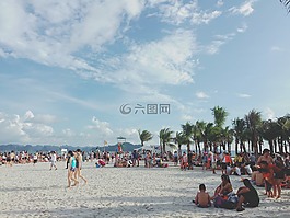 下龙,海滩篝火,大海