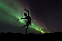側(cè)影,芭蕾舞女演員,北極光
