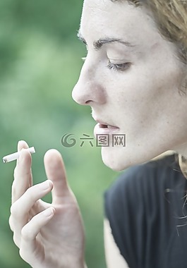 婦女,肖像,香煙
