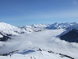 奧地利,山,云