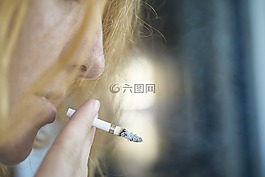 婦女,肖像,香煙