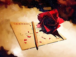 信,情書,玫瑰花