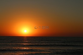 日出,太阳,水