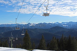 電梯,滑雪,山