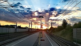 日出,火車站,平臺