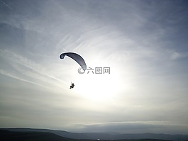 滑翔傘,飛行,日落