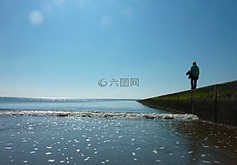 海,心情,日落