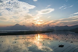 水域,日落,大自然