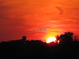 日落,太陽,天空