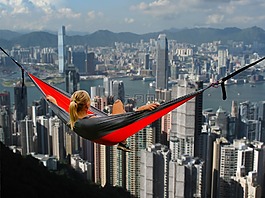 香港,吊床,女孩