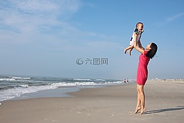 母亲,儿子,海洋