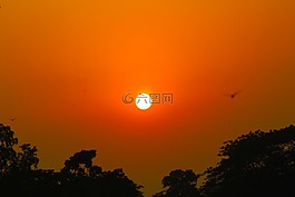 太陽(yáng),日落,紅色的天空