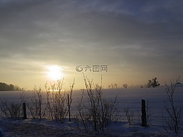 早上,太阳,雪