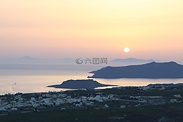 圣托里尼,日落,希臘