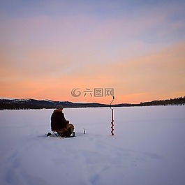 icefishing,釣魚,冰