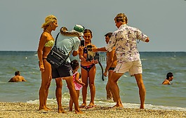 海灘,海,孩子們