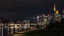 法兰克福,主要河流,夜