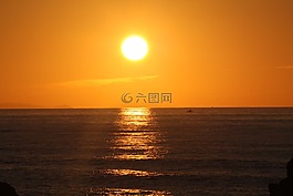 日落,海,晚上