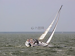 帆船,独奏水手,地平线