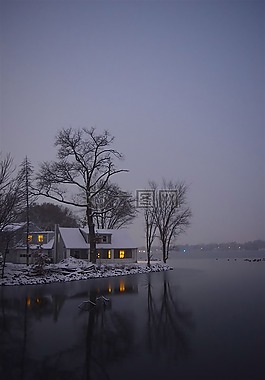 湖,雪,樹(shù)