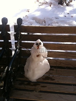 雪人,長(zhǎng)凳,木