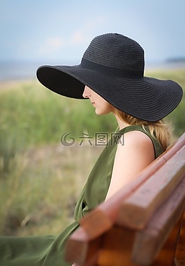 夏天,女子,帽子