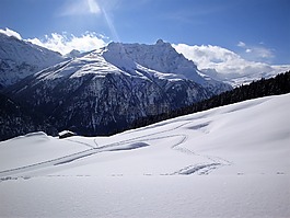 雪,山,冬天
