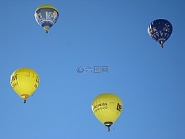 天空,熱氣球,飛